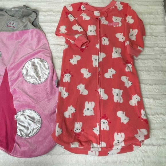 Lot of 2 Carter's Infant Baby Girl Sleep Sacks Nighttime Zipper Blankets‎ - Picture 2 of 9